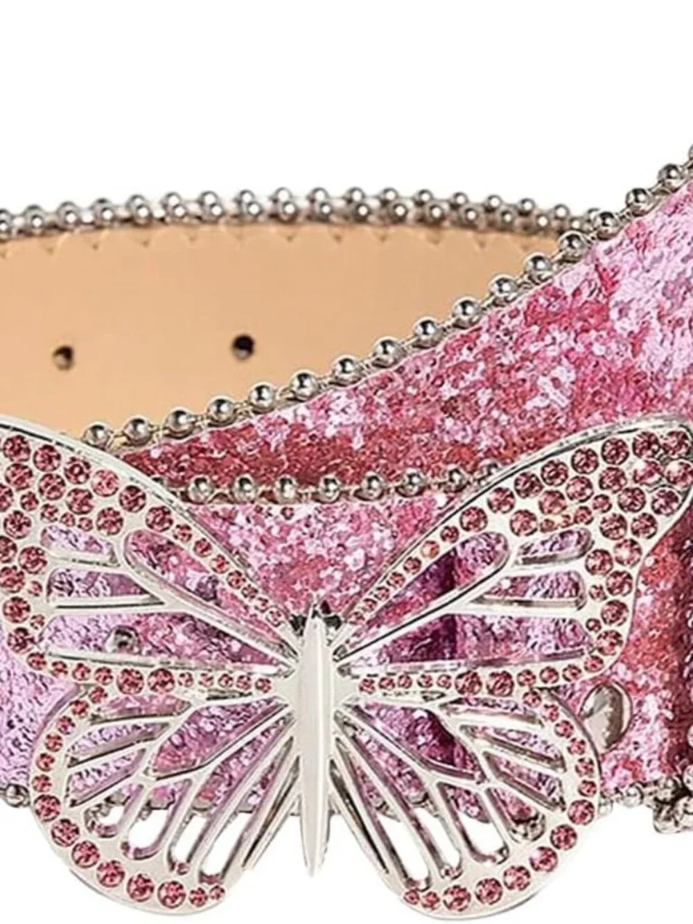 Women’s Y2K Butterfly Buckle Belt | Glitter Sequin PU Leather